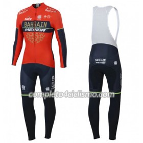 Completo Maglia ML + Pantaloncino con bretelle ML 2018 Bahrain-Merida N001